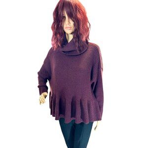 (5 for $25) Ophelia Rose Cowl Neck Peplum Sweater in Maroon size small